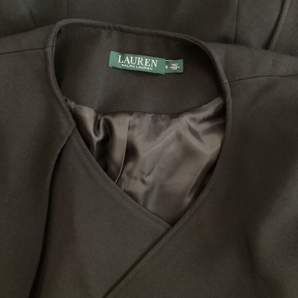 NEW LAUREN RALPH LAUREN CREPE OPEN-FRONT BELTED COAT BLACK S CLASSIC LUXURY - Picture 7 of 7